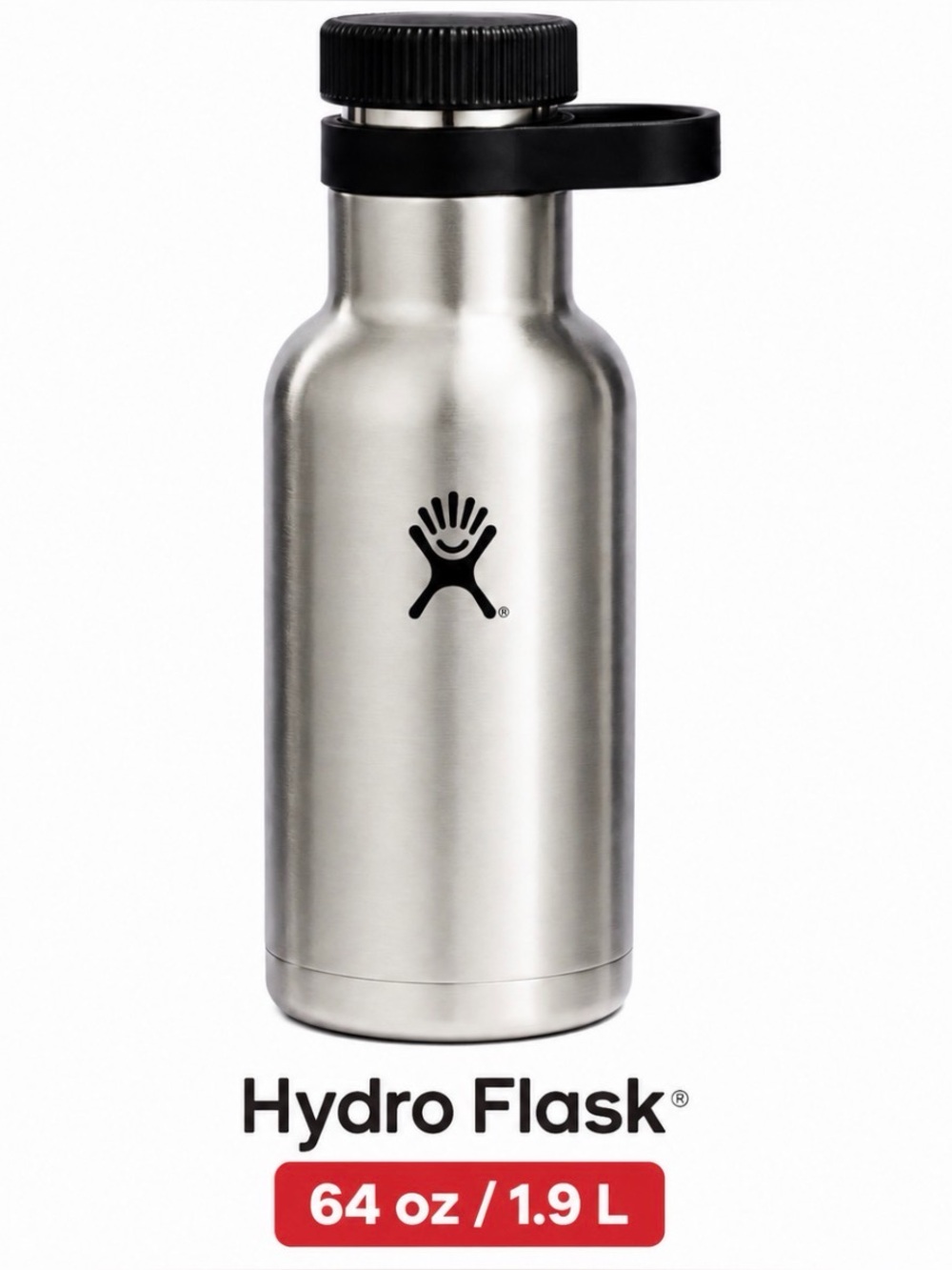 Hydro Flask 64 oz Growler Stainless Steel Wide Mouth Vacuum Insulated Bottle